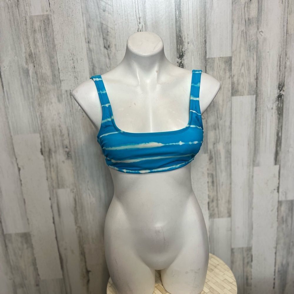 Xhilaration Blue Tie Dye Bikini Top D DD Supportive Swim Top Adjustable Straps